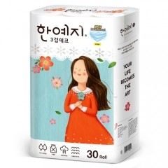 한예지 천연펄프 3겹 데코 화장지 27M 30롤 x 1팩